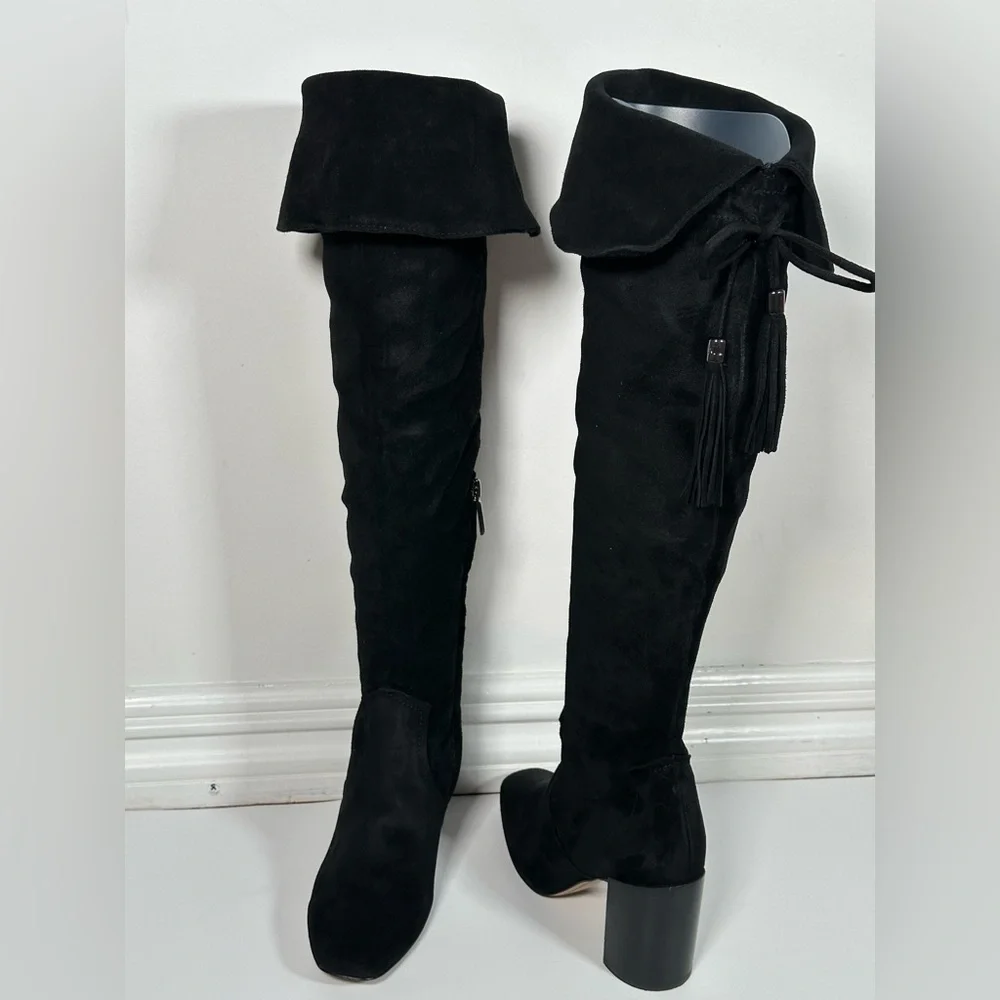 Karl Lagerfeld Boots Black Suede Knee-High Size 5.5